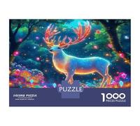 Cerf Puzzles 1000 Pièces pour Adultes, 1000 Pièces Luminous forêt Défi Capricieux Jouet Jeu Éduchatif Décoration De La Maison 52x38cm/1000pcs