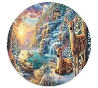 Cerf Puzzles Décoration Intérieure 1000 Piece Pays des Merveilles d'hiver Jigsaw Puzzle Jeu De Décompression Divertissement Créatif Aux Adultes Et Enfants 1000pcs (67.5x67.5cm)