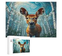 Cerf Rouge Puzzle 300 Pièces Vision 3D Artistique Edificio du Paysage Jeu D'Intelligence Éducatif pour Adultes Et Enfants Cadeau Unique Famille Relaxation 300 PCS