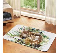 Cerf Sauvage à l'aquarelle,Tapis d'alimentation pour Animaux de Compagnie, Sets de Table en Cuir PU pour Chats et Chiens,40x60cm