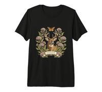 Cerf Sauvage de l'Illinois, asclépiade et Papillon T-Shirt Haut de Gamme