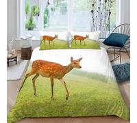 Cerf Sika Housse de Couette 240x220 Parure de Lit Animaux Sauvages Microfibre Impression 3D Une House de Couette et Deux Taies d'oreiller (65x65 cm) A.473