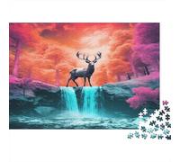 cerf Solitaire Casse-tête 1000 Pièces avec Couleurs Éclatantes, Jeu De Puzzle Premium pour La Décompression Et La Décoration Murale, Cadeau d'anniversaire Parfait 38x26cm/1000pcs