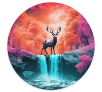 cerf Solitaire Casse-tête De 1000 Pièces Ronds pour Adultes 14+ Animaux Bricolage Décoration Difficile Impossible Qualité SupérieureJeux De Défi Uniques 1000pcs (67.5x67.5cm)