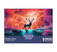 cerf Solitaire Puzzle Amusant Divertissement Créatif Pièces Parfaitement Assorties 1000 Pièces Animauxs Casse-tête Qualité Premium pour Adultes 38x26cm/1000pcs