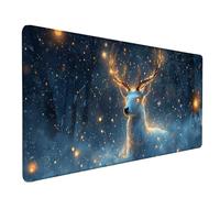 Cerf Tapis de Souris XXL 60x30cm, Tapis Souris Blanc sous Main Bureau avec Bords Cousus, Imperméable Mouse Pad Base en Caoutchouc Antidérapant Surface pour Gamer, PC, Cadeau Femme -lsy26033E