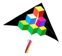 Cerf-volant carré géant créatif coloré triangle volant dans le parc extérieur facile à voler cadeaux pour les amis (taille : 2,8 m + queue) (2,8 m * queue + ligne Kevlar de 800 pieds)