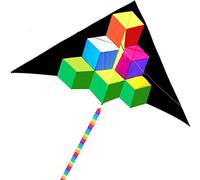 Cerf-volant carré géant créatif coloré triangle volant dans le parc extérieur facile à voler cadeaux pour les amis (taille : 2,8 m + queue) (2,8 x 30 m + ligne Kevlar)