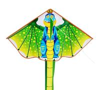Cerf-Volant Dinosaure pour Enfants et Adultes - Kit Monofil avec Queue Longue - Jouet de Plage pour Débutants, Vert