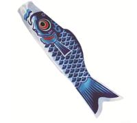 Cerf-volant japonais en forme de carpe avec drapeau en satin pour une utilisation en extérieur, pour ajouter du mouvement coloré aux jardins et arrière-cours (bleu, 100 cm)