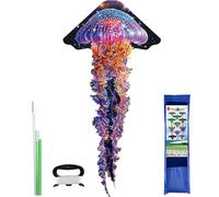 Cerf-Volant Méduse-Forme pour Enfants et Adultes, 110x55Inch Cerf Volant Monofil Kit avec Une Queue de Plage avec Une Activités de Plein air de Jouets pour Débutants Cadeau d'anniversaire