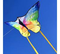Cerf-volant papillon pour enfants à partir de 3 ans et adultes - 140 x 75 cm - Avec 100 m de ficelle et 8 x 75 cm de long - Queues colorées