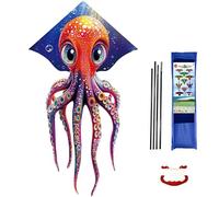 Cerf-Volant Pieuvre pour Enfants et Adultes, 98x56inch Monofil Kit Cerf Volant Beach Kite avec Une Queue Longue de 150cm Cadeau de Jouets pour Débutants