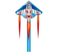 Cerf-volant pour enfants HQ Simple Flyer 120 Jet Plane 102003 Bleu 120 x 75 cm + 150 cm queue de cerf-volant