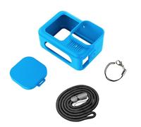 CERFFOOL Housse de Protection en Silicone pour GoPro Hero 13 Black avec Bouchons d'objectif, Corde de 40 cm de Long et Cordon pour kit d'accessoires de caméra d'action (Bleu