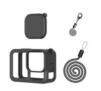 CERFFOOL Housse de Protection en Silicone pour GoPro Hero 13 Black avec Bouchons d'objectif, Cordon Tour de Cou et Cordon Anti-Perte pour caméra d'action (Noir)