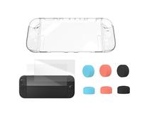CERFFOOL Kit Coque de Protection pour Nintendo Switch 2 Coque Transparente en PC+2 PCS Protecteur d'écran+Lot de 6 Capuchons de Joystick pour Accessoires de Rechange