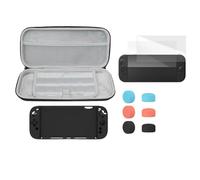CERFFOOL Kit Coque de Protection pour Nintendo Switch 2 Étui Protecteur en Silicone Noir + Étui de Transport+ 2 PCS Protecteur d'écran+Lot de 6 Capuchons de Joystick pour Accessoires de Rechange