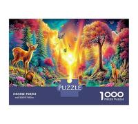 Cerfs dans la forêt de Fantaisie Puzzle 1000 Pièces - Carton Qualité Supérieure & Amélioration De La Concentration Vivante Faune saisonnière - Adultes Et Enfants 38x26cm/1000pcs Cadeau d'anniversaire