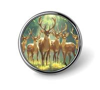 Cerfs dans les forêts d'été, jolies broches à revers, badge rond en métal, accessoires pour veste, chapeau, sac, bijoux