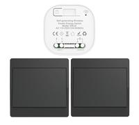 Cerhot d'interrupteur sans fil cinétique noir RF quinétique interrupteurs sans fils à commande simple et double sans pile télécommande radio interrupteur sans fil (Black 1Gang 2V1 EU)