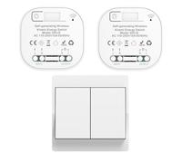 Cerhot EU interrupteur sans fil sans piles kit interupteur sans fil autoalimente va et vient sans fil sans pile radio interrupteur a distance eclairage domestique wireless switch (EU 2Gang 1V2 a)