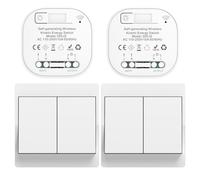 Cerhot EU interrupteur sans fil sans piles kit interupteur sans fil autoalimente va et vient sans fil sans pile radio interrupteur a distance eclairage domestique wireless switch (EU 2Gang 2V2 a)