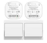 Cerhot EU interrupteur sans fil sans piles kit interupteur sans fil autoalimente va et vient sans fil sans pile radio interrupteur a distance eclairage domestique wireless switch (EU 1Gang 2V2 a)