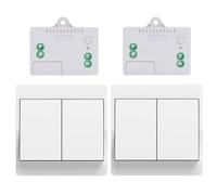 Cerhot EU interrupteur sans fil sans piles kit interupteur sans fil autoalimente va et vient sans fil sans pile radio interrupteur a distance eclairage domestique (EU 2Gang 2V2 A)