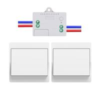 Cerhot EU interrupteur sans fil sans piles Lot de 2 kit interupteur sans fil autoalimente va et vient sans fil sans pile radio interrupteur a distance eclairage domestique (EU 1Gang 2V1 A)