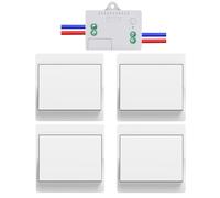 Cerhot EU interrupteur sans fil sans piles Lot de 4 kit interupteur sans fil autoalimente va et vient sans fil sans pile radio interrupteur a distance eclairage domestique (EU 1Gang 4V1 A)