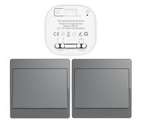 Cerhot gris Kit d'interrupteur cinétique sans fil auto-alimenté interrupteurs de lumière télécommandés RF interrupteur cinétique sans fil sans pile interrupteurs radio sans fil (Gray 1Gang 2V1 EU)