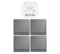 Cerhot gris Kit d'interrupteur cinétique sans fil auto-alimenté interrupteurs de lumière télécommandés RF interrupteur cinétique sans fil sans pile interrupteurs radio sans fil (Gray 1Gang 4V1 EU)