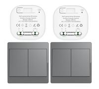 Cerhot gris Kit d'interrupteur cinétique sans fil auto-alimenté interrupteurs de lumière télécommandés RF interrupteur cinétique sans fil sans pile interrupteurs radio sans fil (Gray 2Gang 2V2 EU)