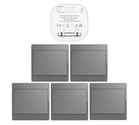 Cerhot gris Kit d'interrupteur cinétique sans fil auto-alimenté interrupteurs de lumière télécommandés RF interrupteur cinétique sans fil sans pile interrupteurs radio sans fil (Gray 1Gang 5V1 EU)