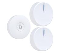 Cerhot Sonnette sans fil autonome étanche alimentée par une prise européenne sans pile 38 mélodies télécommande extérieure bouton cinétique installation facile à la maison (EU White 1V2 Round)