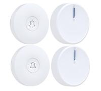 Cerhot Sonnette sans fil autonome étanche alimentée par une prise européenne sans pile 38 mélodies télécommande extérieure bouton cinétique installation facile à la maison (EU White 2V2 Round)