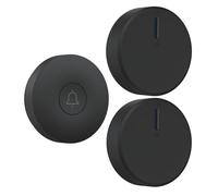 Cerhot Sonnette sans fil autonome étanche alimentée par une prise européenne sans pile 38 mélodies télécommande extérieure bouton cinétique installation facile à la maison (EU Black 1V2 Round)