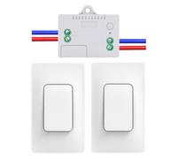 Cerhot US interrupteur sans fil sans piles Lot de 2 kit interupteur sans fil autoalimente va et vient sans fil sans pile radio interrupteur a distance eclairage domestique (US 1Gang 2V1 A)