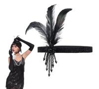Cerioll Bandeau Années 1920-1930,Bandeau à Plumes,Bandeau Plume Année 20,Serre-tête à Plumes Des Années 1920,Bandeau à Perles Style Années 1920,Plume Bandeau Cristal,Bandeau Style Années 1920-1930