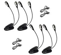 Cerioll Lampe De Pupitre De Musique, Lampe Réglable À Double Tête À Pince, 4 Pièces Music Stand Light, Rechargeable, 4 Lumières LED Avec Câble USB, Convient Pour Piano, Bureau, Pupitre, Couture