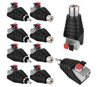 Cerioll RCA Connecteur, Delock Adaptateurs, 10 Pièces Adaptateur de Fil RCA Vers Haut-parleur Subwoofer, Haut-parleur Phono Mâle/Femelle