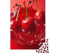 Cerise Fruit Puzzle 1000 Pièces Puzzle pour Adultes Éclaboussure Rouge Puzzle en Famille Relaxation Décoration Cadeau 70x50cm/1000pcs