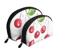 Cerise Mignonne imprimée, Trousse de Maquillage Coquille Femme Petit Porte-Monnaie Trousse de Toilette Trousse à cosmétiques 2 pièces