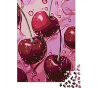 Cerise Nature Morte Puzzle 1000 Pièces Papier pour Adultes Éclaboussures dEau Puzzle en Famille Détente Décoration Cadeau 70x50cm/1000pcs