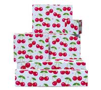 Cerise Papier Cadeau - 6 Feuilles Emballage Pour Women Her Teenager Filles Red Disco Anniversaire, Parties, Holidays Cadeaux Kids Fille Garçon & Adultes By Central 23