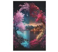 Cerise Tree Japan Art Puzzles De 1000 Pièces, Puzzle pour Adultes en Bois, Jeu D'adresse Toute La Famille, (78×53cm)