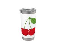 Cerises esthétiques minimalistes rouges cerise fruits d'été tendance Gobelet isotherme en acier inoxydable double paroi
