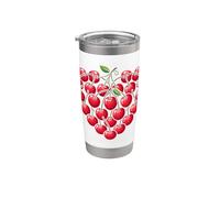 Cerises esthétiques rouges en forme de cœur de cerises tendance Gobelet isotherme en acier inoxydable double paroi