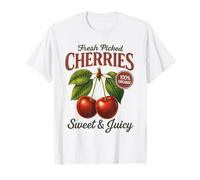 Cerises fraîches cueillies Farmer's Market Vintage Fruit Lover T-Shirt